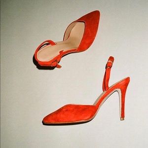 No. 6 red suede heels size 9
